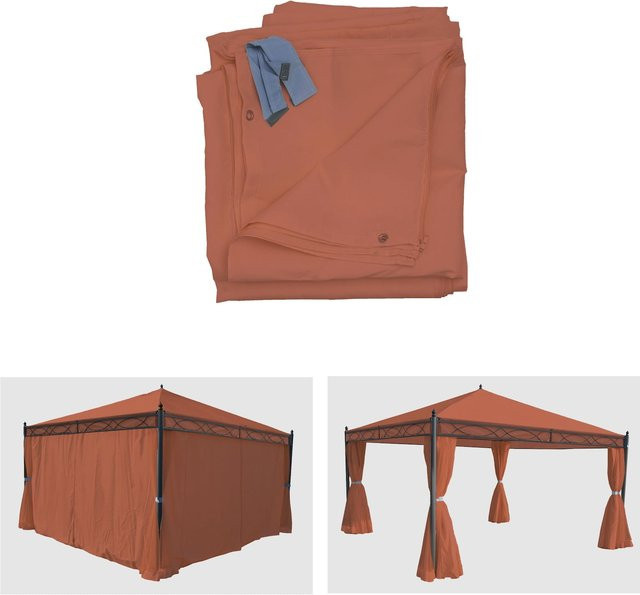 MCW 4er-Set Seitenwände für Pergola Calpe aus Polyester, Terracotta-Braun, für 4x4m Pavillon - Bild 1
