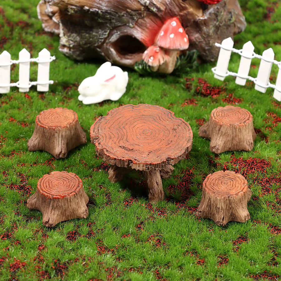 Miniatur Hocker und Tisch Set von KANNERT für Puppenhaus und Garten Dekoration - Bild 3
