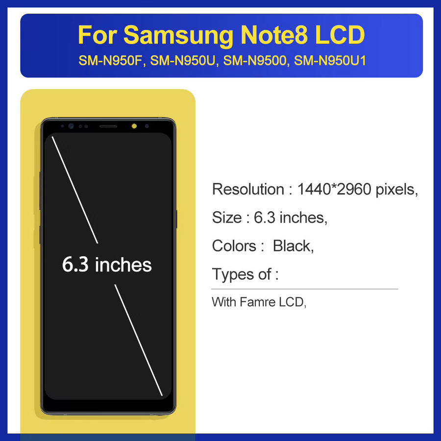 Samsung TFT Note 8 LCD Display mit Touchscreen Digitizer als Ersatzteil für Note 8 N950F N950U N950W N950FD in Schwarz oder Gold - Bild 2
