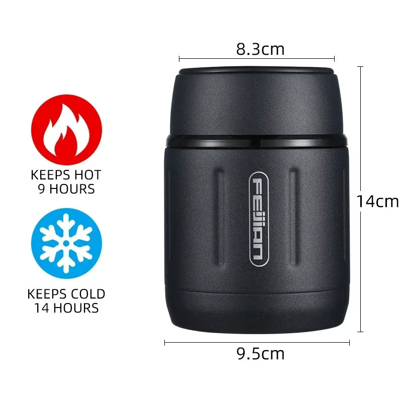 FEIJIAN Isolierter Suppenbecher aus 316 Edelstahl mit Löffel und Tasche, 500 ml, Schwarz oder Rot - Bild 4
