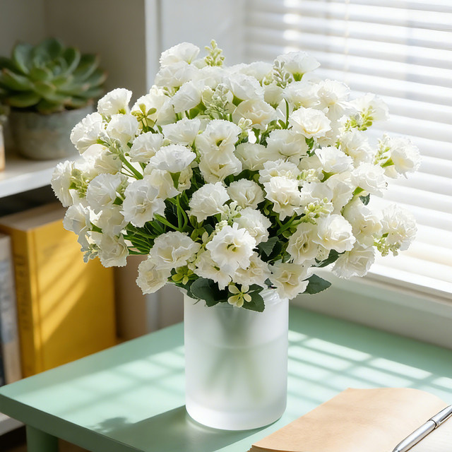 HUALIANQI Seiden-Nelken als künstliche Blumen in Blau und Weiß für die Heimdekoration und besondere Anlässe wie Hochzeit oder Muttertag - Bild 1