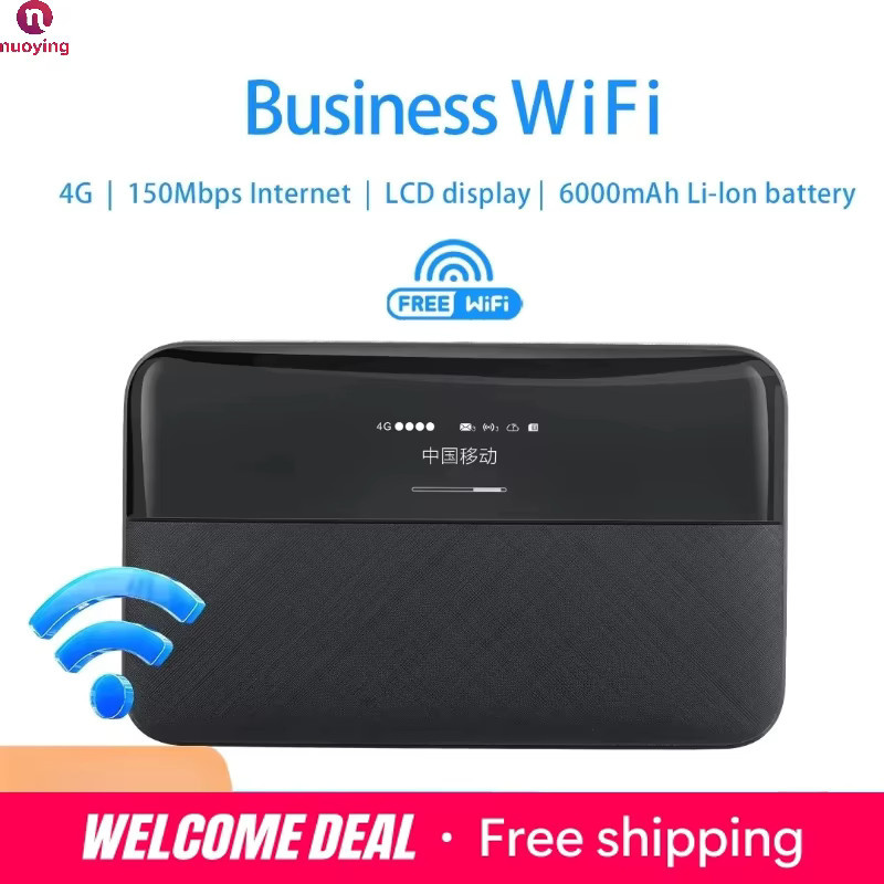 NUOYING Tragbarer Mini 4G LTE Router mit 6000mAh Akku und SIM-Kartensteckplatz in Schwarz - Bild 2