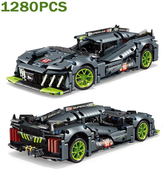 LEGO Peugeot 9X8 Hybrid Hypercar, Bausteine Modell, 1/10 Maßstab, Grau - Bild 1