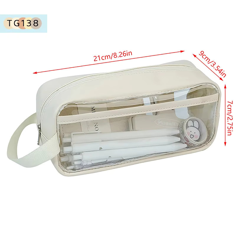 Transparente Stifttasche aus Kunststoff mit großem Fassungsvermögen, wasserdichte Schreibwarenhalter-Etui in Weiß - Bild 2