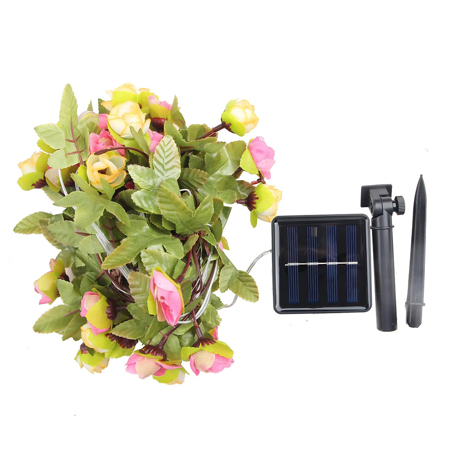 KIKIELF Solar LED Rosen-Lichterkette für den Außenbereich in Warmweiß und Multicolour - Bild 2