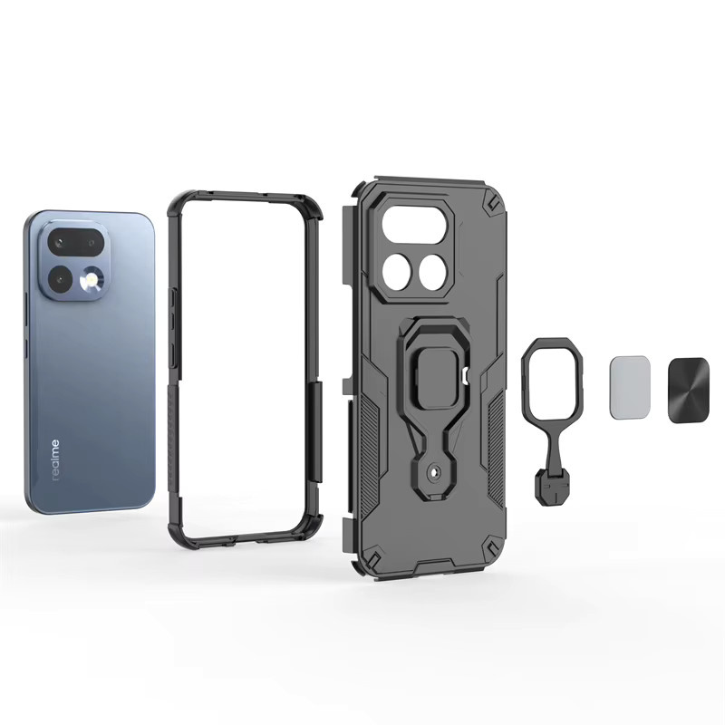 Robuste und stoßfeste Schutzhülle für Realme 16 Pro Plus und Realme 16 Pro mit Ringhalterung in Grau - Bild 3