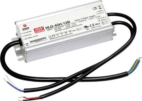 Mean Well MW HLG-40H-24B LED-Treiber, dimmbarer LED-Trafo in Silber, 40W, 1.67A, 14.4 - 24 V/DC, IP67, Aluminiumgehäuse - Bild 1
