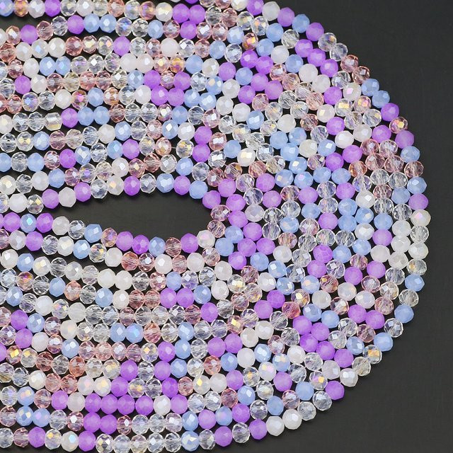JHNBY Kristallglas Spacer Perlen, Lila Mix, 4mm, Unisex - Bild 1