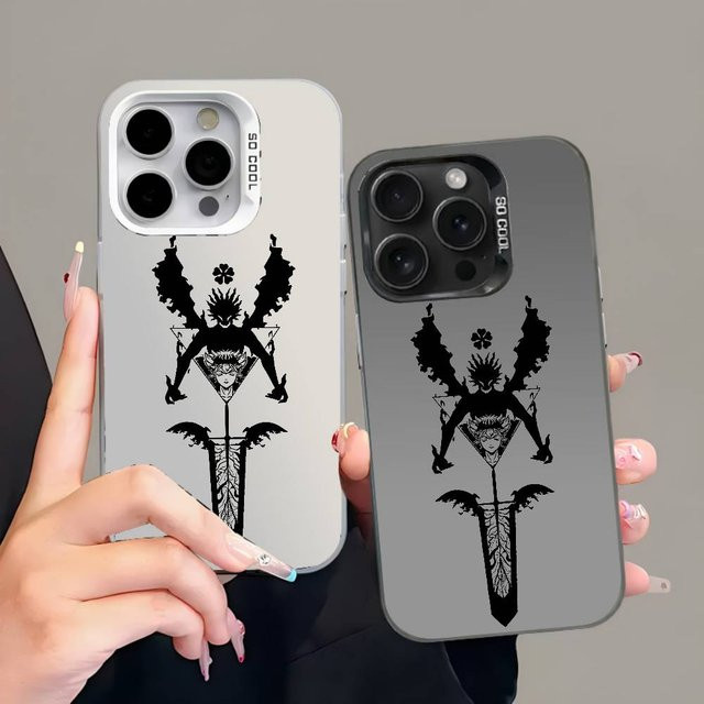 Handyhülle Asta Cartoon Black Clover für iPhone 11 bis 17 Pro Max Plus mit Silber-Farbverlauf - Bild 1