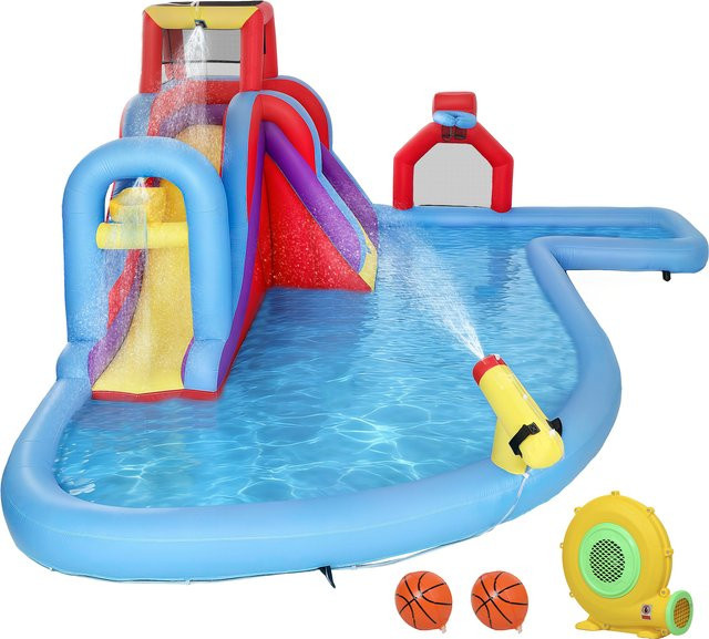 Aosom Wasseraufblasbares Schloss, 6-in-1 Aufblasbarer Spielplatz, ab 3 Jahre - Bild 1