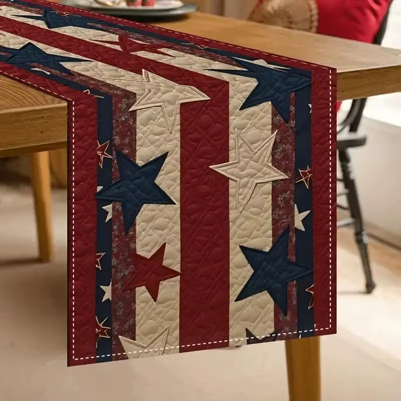VIKAMA Tischläufer mit patriotischem Sternen-Design für Partys und Events, Mehrfarbig, B: 90,0 cm, T: 33,0 cm - Bild 5