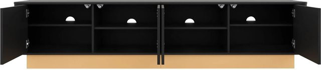 okwish TV Lowboard Modern in Schwarz mit 4 Türen und verstellbaren Fächern, B/T/H: 200 x 40 x 47,5 cm - Bild 1