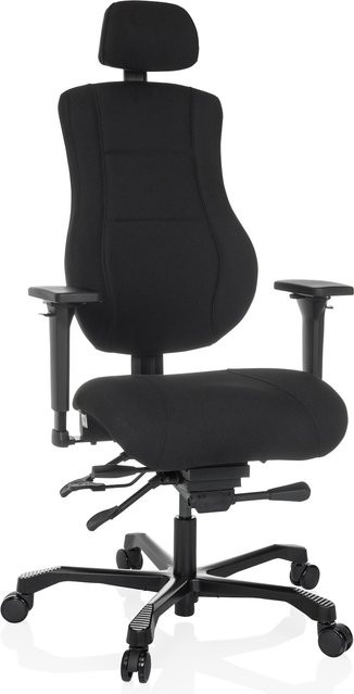 hjh OFFICE XXL Drehstuhl 24 HOURS BASIC in Schwarz mit Armlehnen und Stoffbezug, höhenverstellbar - Bild 1