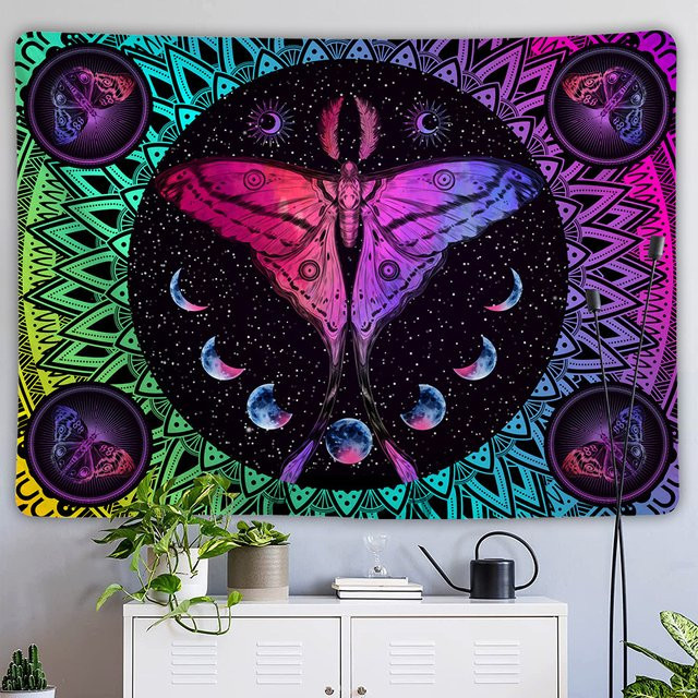 VIKAMA Cyberpunk Neon Cartoon Wandteppich in Mehrfarbig, waschbare Textil-Wanddekoration mit abstraktem Illustration-Design - Bild 1