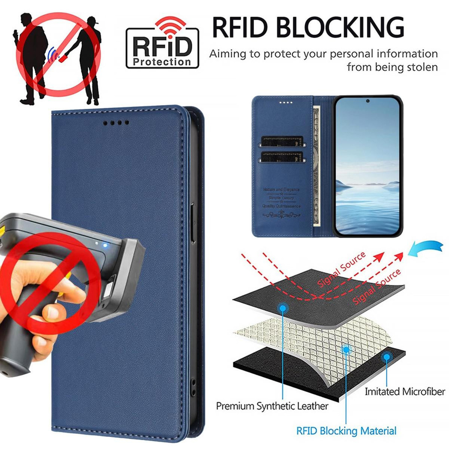 Magnetische Leder-Geldbörse Klapphülle für Sony Xperia 10 V, 10 IV, 1 VI, 1 V, 5 IV in Blau - Bild 4