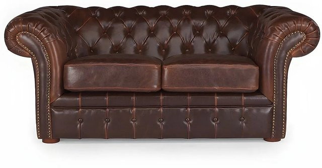 Vente-unique Chesterfield Sofa Clotaire in Schokobraun aus Leder mit Breite: 173 cm - Bild 1