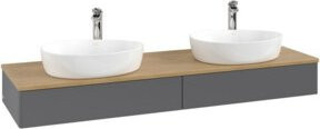 V&B Waschtischunterschrank Antao mit Beleuchtung, Eiche Honig braun lackiert, B/T: 160 x 50 cm - Bild 1