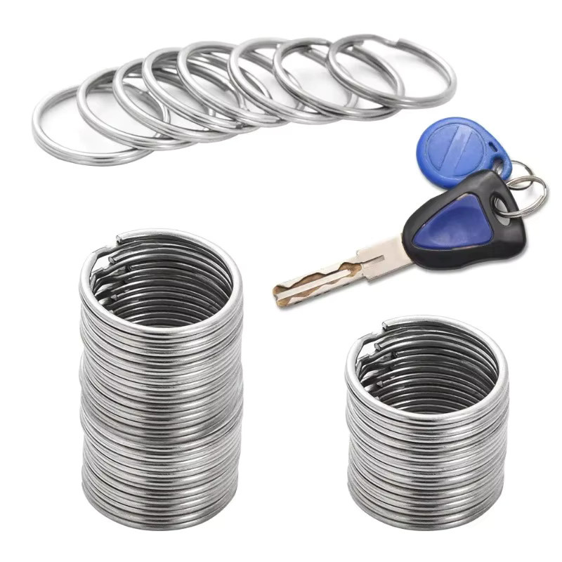 Edelstahl-Schlüsselanhänger rund und flach in Silber, Durchmesser: 25 mm, poliertes Metall für DIY-Bastelbedarf - Bild 2