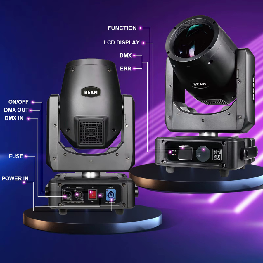 POLET Moving Head Beam Licht 250W Sharpy MINI DMX512 Schwarz - Bild 3