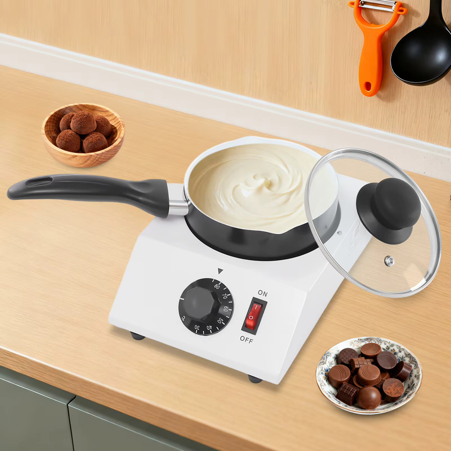 BYMAOCAR Elektrischer Schokoladenschmelzer aus Aluminiumkeramik, Temperiergerät mit einstellbarer Temperatur von 30–85 °C, 1 kg, Schwarz oder Weiß - Bild 4