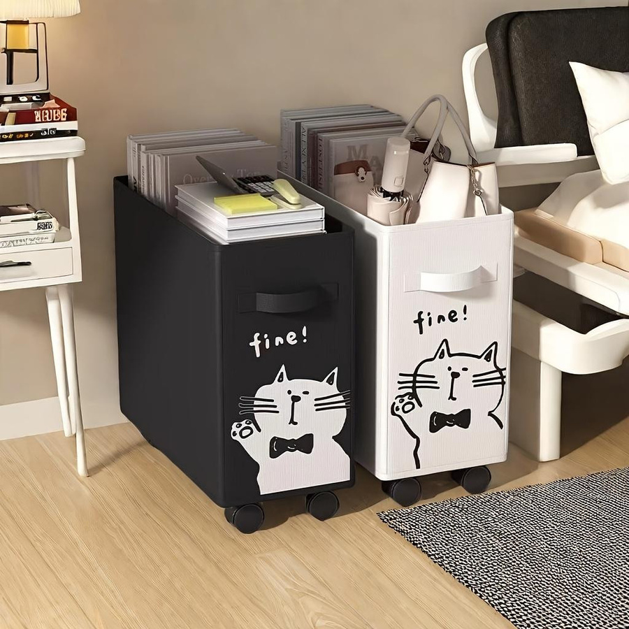 HappyhomeEE Büro Umzugswagen mit Rollen als Aufbewahrung unter dem Schreibtisch in Schwarz - Bild 1