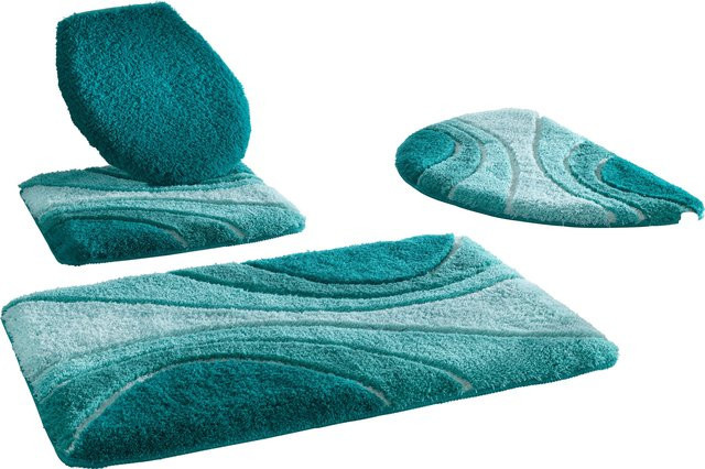 Rutschfeste Badematte von Hagemann in Grün und Türkis aus 100% Polyacryl, für Fußbodenheizung geeignet - Bild 1