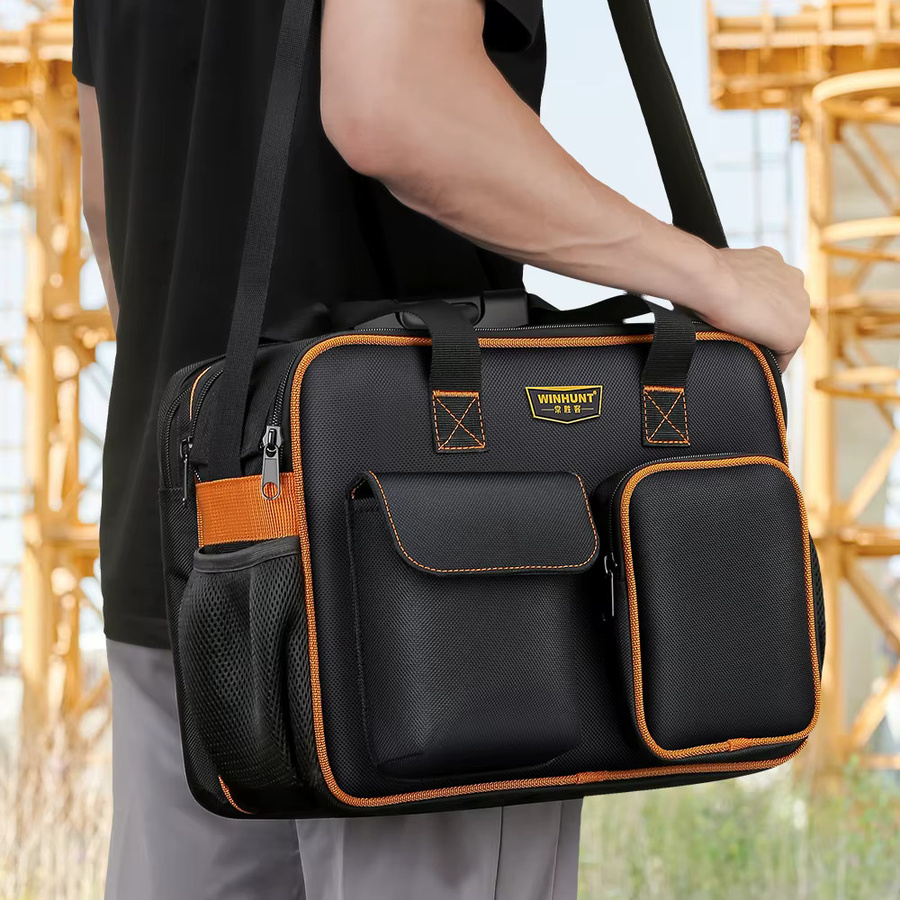 Multifunktionale Elektriker-Werkzeugtasche von WINHUNT in Gelb-Schwarz mit großer Kapazität - Bild 5