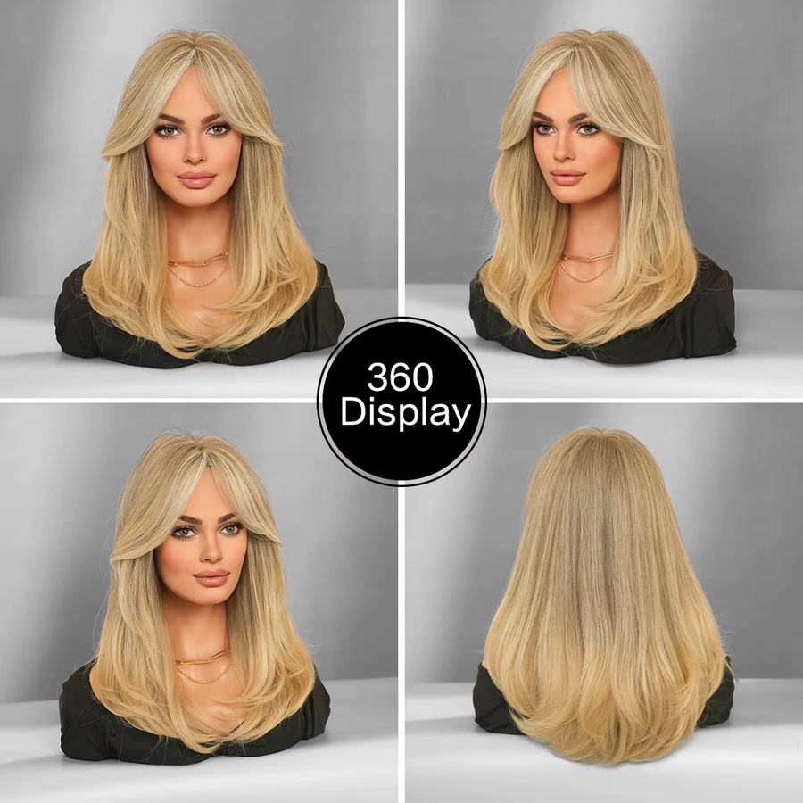 Namm Perücke, blonde Wellen, Mid Split, synthetisch, Damen - Bild 3
