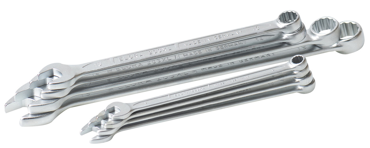 Elora Ringmaulschlüssel-Satz XL 12-teilig 10-32 mm extra lang DIN 3113 Form A silber ELORA-203S 12MXL - Bild 1