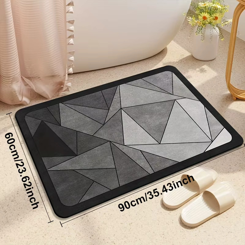 VIKAMA Badezimmer-Schlammteppich aus der minimalistischen Kollektion in Grau, geometrisches Design, schnell trocknend, rutschfest und waschbar - Bild 3