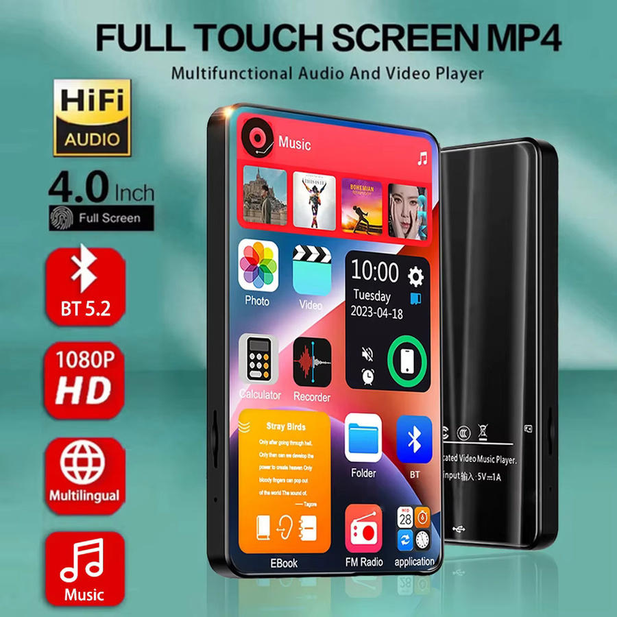 occkic MP3 MP4 Player mit 4,0 Zoll Full Touch Bildschirm, Bluetooth 5.2, 16 GB Speicher, Lautsprecher und FM-Radio in Schwarz - Bild 2