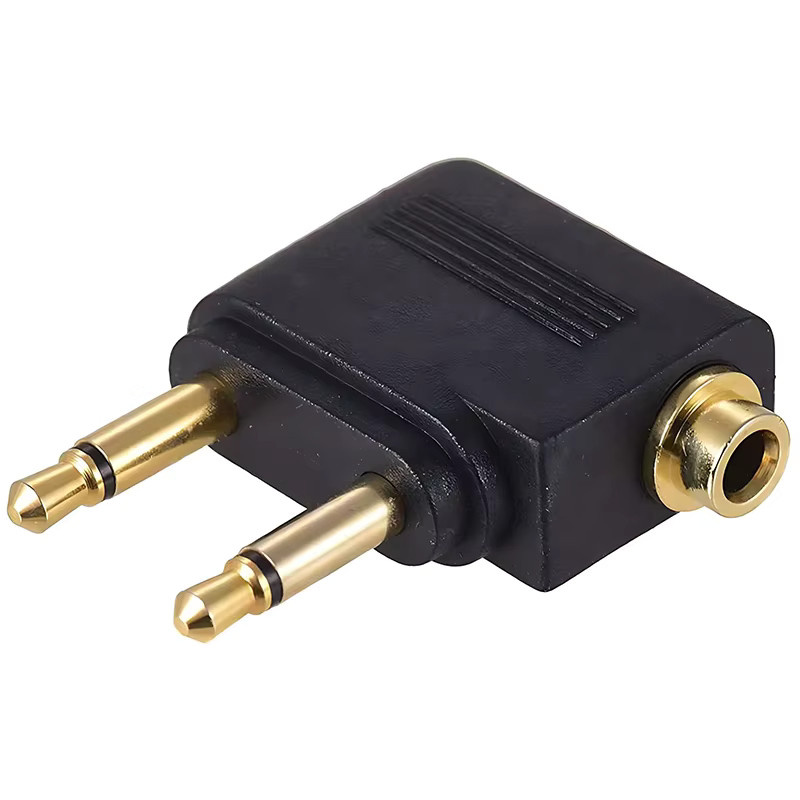 VAORLO Flugzeug Audio Adapter mit 3,5 mm AUX Stecker für Airline Reise Headsets, Schwarz - Bild 7