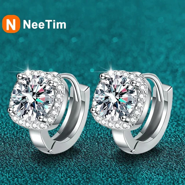 NeeTim Creolen-Ohrringe, 925 Silber, Moissanit, Damen - Bild 1
