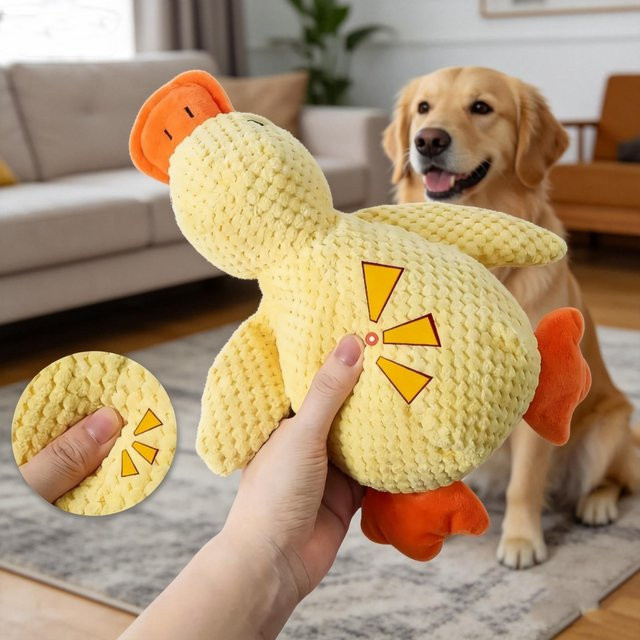 Hundeschlafspielzeug mit Enten-Kuscheltier, interaktives Plüschtier - Bild 1