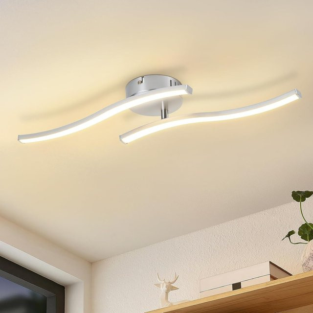 Cliheet 2-flammige LED-Deckenleuchte in Silber mit modernem Wellendesign, 12W, 3000K Warmweiß - Bild 1