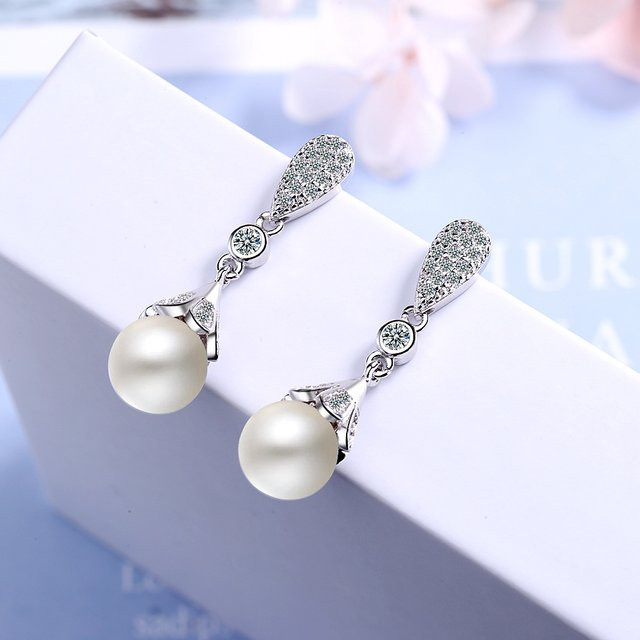 SAY Ohrringe, 925 Silber, Moissanit, Perle, Damen - Bild 1