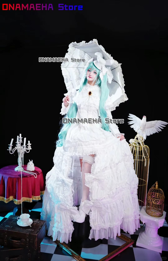 ONAMAEHA Mikuuuu Cosplay Weißes Kaninchen Kleid, Prinzessin, Set - Bild 4