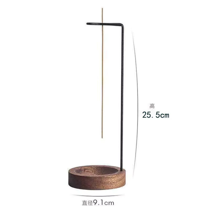 YXYMCF Upside Down Räuchergefäß aus Metall mit Holzsockel für Räucherstäbchen im Zen-Stil - Bild 5