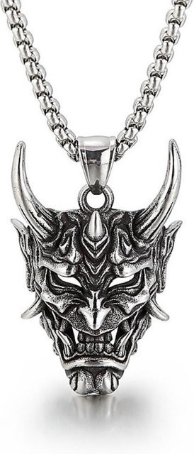 Lucky Star Jewelry Halskette, Dämonenmaske, Zirkonia, Zinklegierung, Silber, 61 cm, Unisex - Bild 1