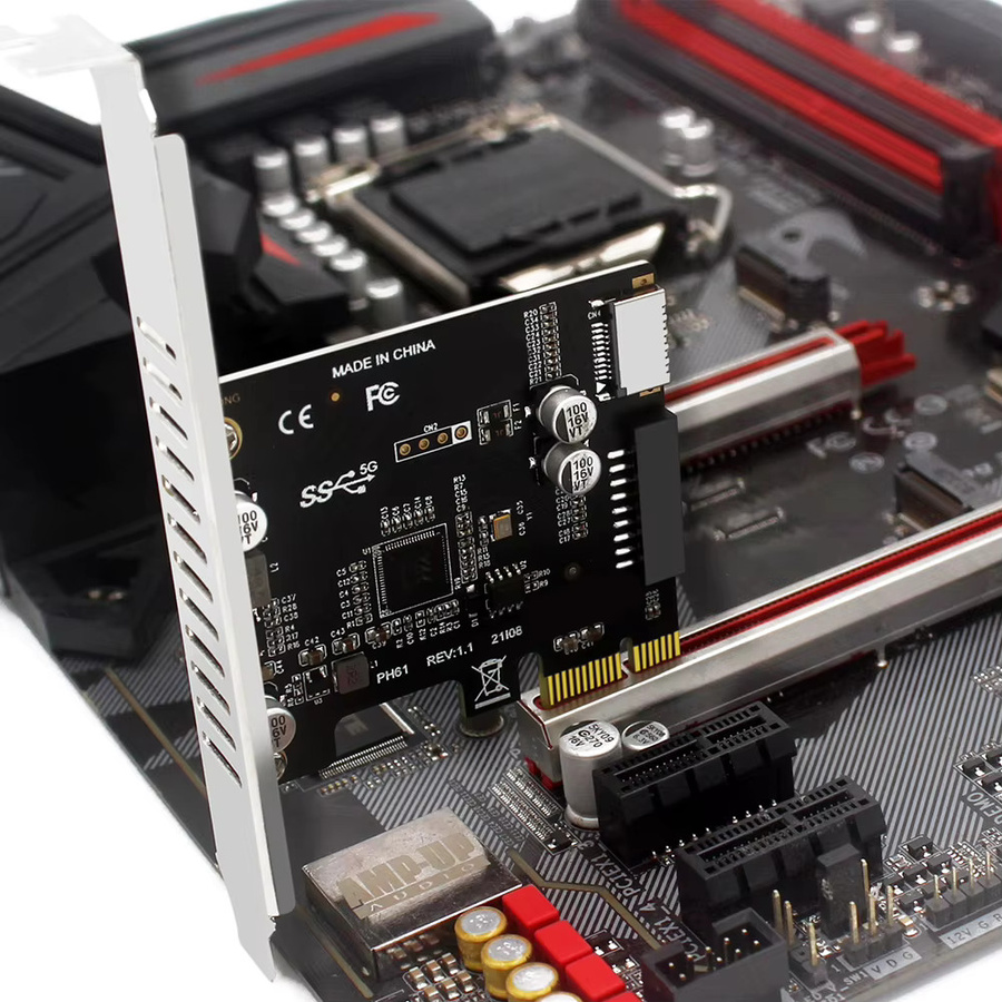 PCI-E zu USB 3.0 Typ C Frontpanel Adapter, 19-polige USB-Erweiterungskarte für PCIE, Schwarz - Bild 4