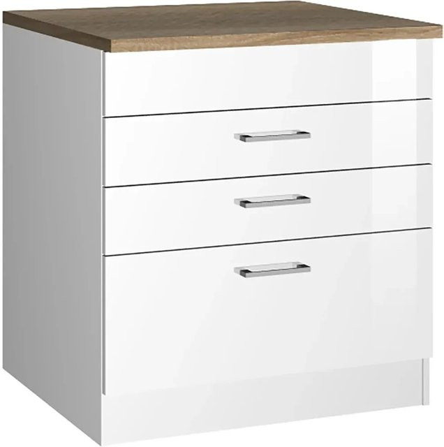 Held Möbel Küchen-Umbauschrank Mailand für Kochfeld in Hochglanz Weiß, B/T/H: 80 x 60 x 85 cm - Bild 1