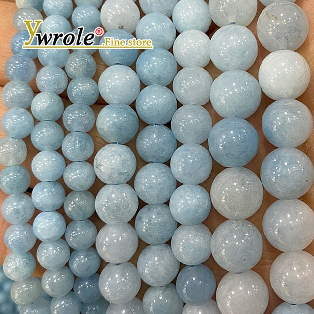 YWROLE Perlen Aquamarin, Chalcedon, Runde Spacer, 6-10 mm, Unisex - Bild 1
