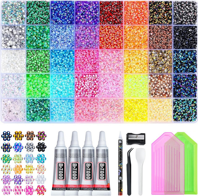 OEMOO 40-teiliges Harz-Strass-Set in Mehrfarbig, 3mm flache Strass-Steine für DIY Kunst und Handwerk - Bild 1