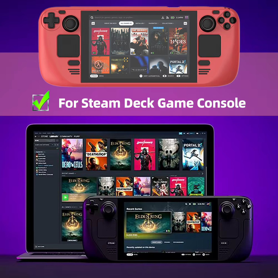LAIMANEI Stoßfeste Schutzhülle mit Ständer für Steam Deck Spielekonsole in Grün - Bild 1