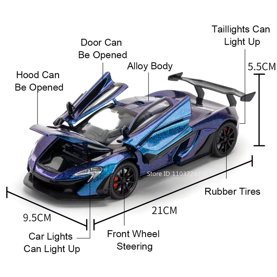 MAKEDA P1 Sportwagen Modell, 1:24, Metall, mit Licht und Sound, Grün - Bild 2