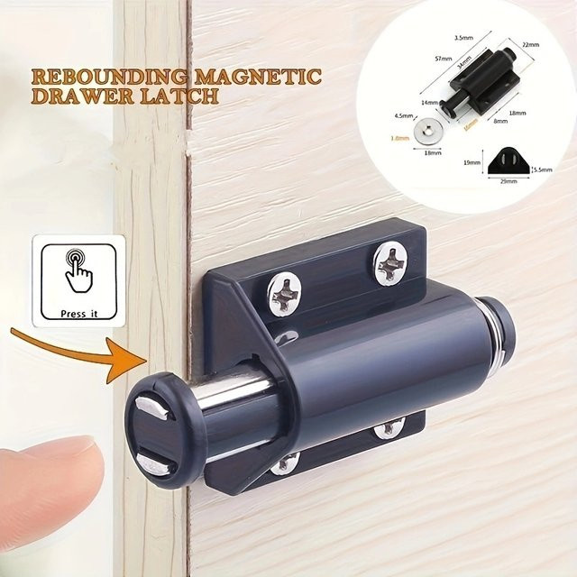 Magnetischer Türstopper und Schubladenverschluss in Schwarz als Möbelbeschlag für Schränke und Küchenmöbel - Bild 1