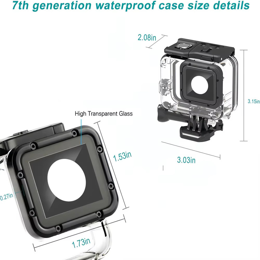 GoPro Unterwasser-Gehäuse für Hero 5, Hero 6 und Hero 7, schwarze wasserdichte Tauchabdeckung für deine Action-Kamera - Bild 6