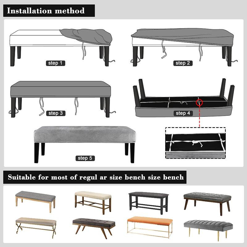 LEVIVEI Samtstoff-Bankbezug mit floralem Design, elastischer Sitzbezug für Esszimmer oder Wohnzimmer - Bild 4