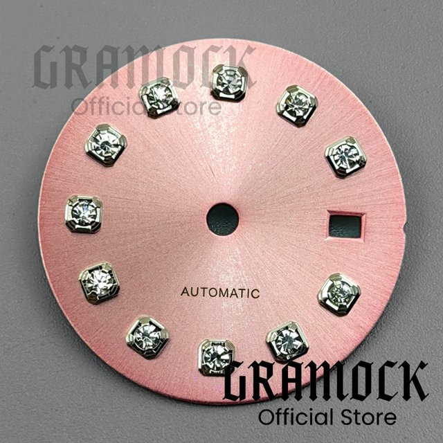GRAMOCK Zifferblatt, Pink Sunburst, Diamant Index, 20,5 mm, Damen - Bild 1