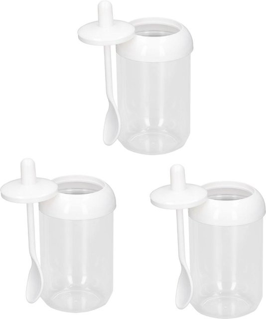 CosyHome Gewürzbox Set mit Löffel, 3 Stück, transparent und weiß - Bild 1